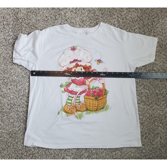 Strawberry Shortcake T-Shirt Top XL White Junior Relaxed Fit Retro Cartoon Doll - Picture 4 of 5